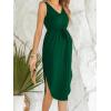 CUPSHE Women’s Summer Midi Dress Sleeveless V Neck Casual Tank Drawstring Waist Pockets Side Slit Beach Vacation Sundress(Green)
