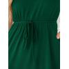 CUPSHE Women’s Summer Midi Dress Sleeveless V Neck Casual Tank Drawstring Waist Pockets Side Slit Beach Vacation Sundress(Green)