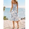 CUPSHE Women’s Summer Midi Dress Spaghetti Straps Sundress Sleeveless Smocked Pattern A-Line Casual Slit Vacation Dress(Blue Floral)