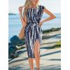 CUPSHE Womens Tie Dye Midi Dress Summer Casual Cap Sleeve Side Slit Beach Vacation Fitted Cocktail Bodycon Dress(Navy Blue)