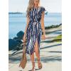 CUPSHE Womens Tie Dye Midi Dress Summer Casual Cap Sleeve Side Slit Beach Vacation Fitted Cocktail Bodycon Dress(Navy Blue)