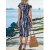 CUPSHE Womens Tie Dye Midi Dress Summer Casual Cap Sleeve Side Slit Beach Vacation Fitted Cocktail Bodycon Dress(Navy Blue)