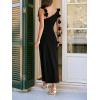 CUPSHE Women’s Wedding Guest Maxi Dress Asymmetrical Bodycon Evening Cocktail Party Long Dress with Flower Tassel Straps(Black)