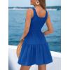 CUPSHE Wonen’s Summer Dresses Square Neck Sleeveless Tie Front Smocked Waist Casual Tiered Mini Dress(Royal Blue)