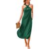 CUPSHE Women Casual Summer Dresses Knit Sundress Halter Sleeveless Cutout Slit Long Beach Vacation Pocket Maxi Cover Up Dress(Green)