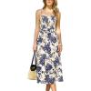 CUPSHE Women’s Floral Smocked Midi Dress Sleeveless Spaghetti Strap Boho Flowy A Line Spring Summer Beach Long Dresses(Blue)