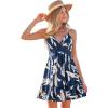 CUPSHE Womens Summer Floral Sundress V Neck Lace Ruffled Beach Dress Casual Boho Sleeveless Mini Dresses Vacation Outfit(Navy Floral)