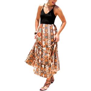 CUPSHE Women’s Summer Dresses Paisley Boho V Neck Spaghetti Strap Beach Vacation Casual Flowy Maxi Dress(Red)