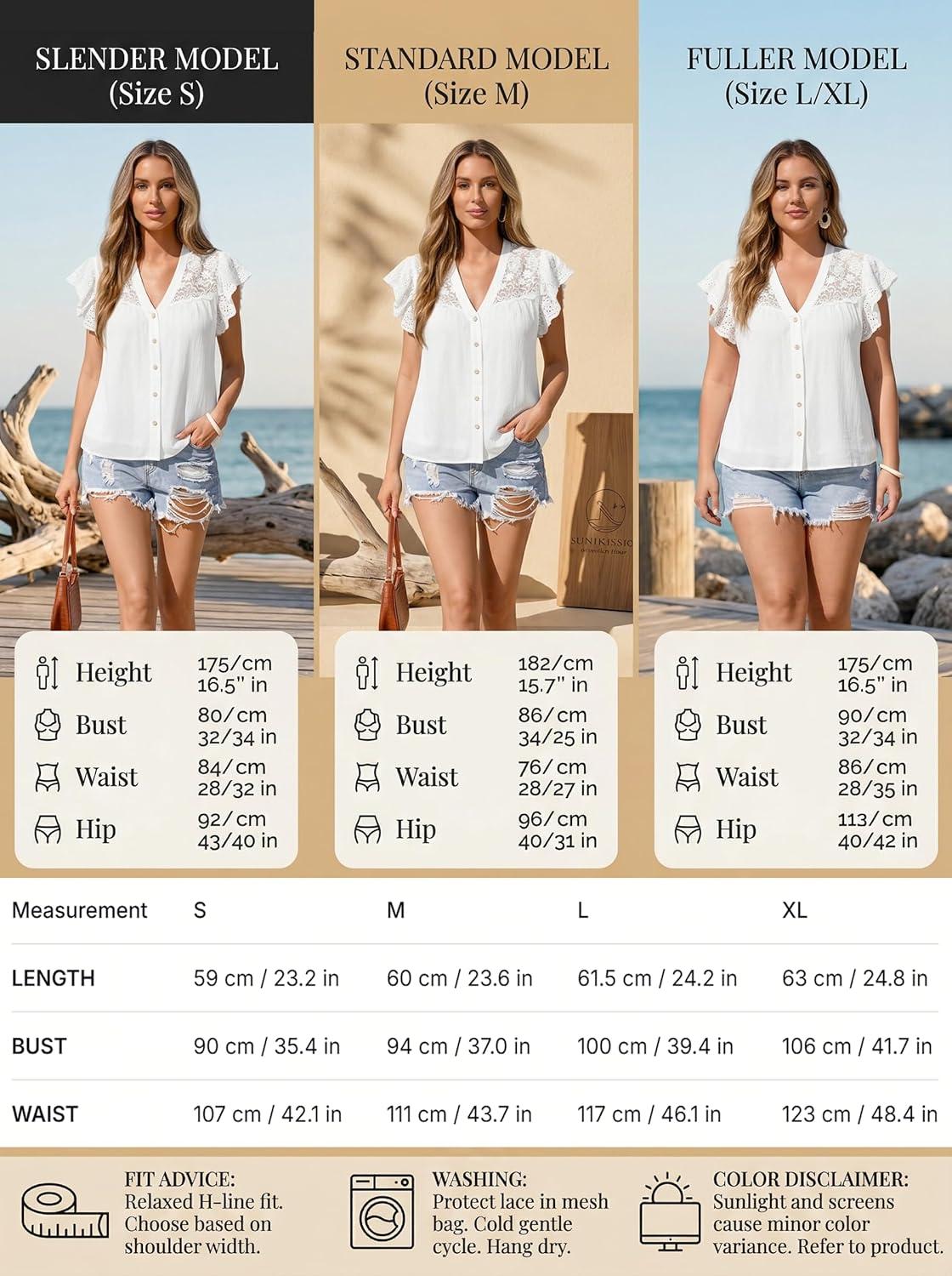 imageCUPSHE Womens Ruffle Sleeve Lace Shirts V Neck Button Down Crochet Blouses Spring Summer Dressy Casual Tops 2026White