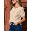 CUPSHE Blouses for Women 2026 Eyelet Hollow Out Crochet Embroidered Short Sleeve Crewneck Shirts Flower Lace Tops Dressy(Apricot)