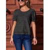 CUPSHE Blouses for Women 2026 Eyelet Hollow Out Crochet Embroidered Short Sleeve Crewneck Shirts Flower Lace Tops Dressy(Black)