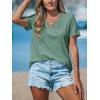CUPSHE Eyelet Tops for Women Summer Short Sleeve Blouse Scalloped Lace V Neck Casual Loose Fashion Shirts Dressy(Green)