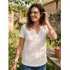 CUPSHE Eyelet Tops for Women Summer Short Sleeve Blouse Scalloped Lace V Neck Casual Loose Fashion Shirts Dressy(White)