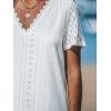 CUPSHE Eyelet Tops for Women Summer Short Sleeve Blouse Scalloped Lace V Neck Casual Loose Fashion Shirts Dressy(White)