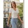 CUPSHE Eyelet Tops for Women Summer Short Sleeve Blouse Scalloped Lace V Neck Casual Loose Fashion Shirts Dressy(White)