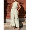 CUPSHE Jumpsuits for Women, Spring Summer Sleeveless Wide Leg Outfits with Pockets Casual for Vacations(Beige)