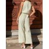 CUPSHE Jumpsuits for Women, Spring Summer Sleeveless Wide Leg Outfits with Pockets Casual for Vacations(Beige)