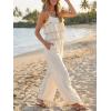 CUPSHE Jumpsuits for Women, Summer Square Neck Sleeveless Ruffle Cami Wide Leg Jumpsuit with Pockets for Vacation(Beige)