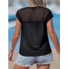 CUPSHE Summer V Neck Short Sleeves Eyelet Tops with Lace Casual T Shirt for Women 2026(Black)