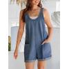 CUPSHE Women’s Denim Overalls Sleeveless Pockets Rolled Cuff Casual Summer Romper(Blue)