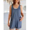 CUPSHE Women’s Denim Overalls Sleeveless Pockets Rolled Cuff Casual Summer Romper(Blue)