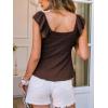 CUPSHE Women’s Going Out Tank Tops Summer Sweetheart Neck Cute Ruffle Sleeve Babydoll Peplum Top(Brown)