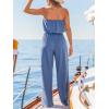 CUPSHE Women’s Jumpsuits, Sleeveless Elastic Waist and Wide Leg Dressy Casual One Piece Pants Outfits(Blue)