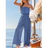 CUPSHE Women’s Jumpsuits, Sleeveless Elastic Waist and Wide Leg Dressy Casual One Piece Pants Outfits(Blue)