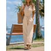 CUPSHE Women’s Jumpsuits, Summer Short Sleeves Wide Leg Jumpsuit with Pockets Outfit Casual for Vacations(Beige)