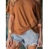 CUPSHE Women’s One Shoulder Tops Ribbed Knit Cute Blouse Trendy Summer Short Sleeve Sexy Twist Knot Tee(Brown)