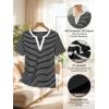CUPSHE Women’s Striped Shirt Short Sleeve Color Block Tops Notched Neck Summer Tee(Black)