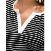 CUPSHE Women’s Striped Shirt Short Sleeve Color Block Tops Notched Neck Summer Tee(Black)