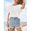 CUPSHE Womens T Shirts Cute Ruffle Short Sleeve Crewneck Casual Tops 2026 Summer Fashion Clothes(White)