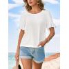 CUPSHE Womens T Shirts Cute Ruffle Short Sleeve Crewneck Casual Tops 2026 Summer Fashion Clothes(White)