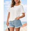 CUPSHE Womens T Shirts Cute Ruffle Short Sleeve Crewneck Casual Tops 2026 Summer Fashion Clothes(White)