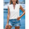 CUPSHE Women’s Tank Top Sleeveless Blouses Notched V Neck T Shirts Summer Eyelet Trim Trendy Tops Loose Tunic Shirt(White)