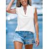 CUPSHE Women’s Tank Top Sleeveless Blouses Notched V Neck T Shirts Summer Eyelet Trim Trendy Tops Loose Tunic Shirt(White)