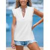 CUPSHE Women’s Tank Top Sleeveless Blouses Notched V Neck T Shirts Summer Eyelet Trim Trendy Tops Loose Tunic Shirt(White)