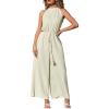 CUPSHE Jumpsuits for Women, Spring Summer Sleeveless Wide Leg Outfits with Pockets Casual for Vacations(Beige)