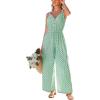 CUPSHE Summer Sleeveless Jumpsuits for Women Dressy Button Down Printed V Neck Wide Leg Jumpsuit with Pockets Vacation(Green)