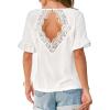 CUPSHE Womens T Shirts Cute Ruffle Short Sleeve Crewneck Casual Tops 2026 Summer Fashion Clothes(White)