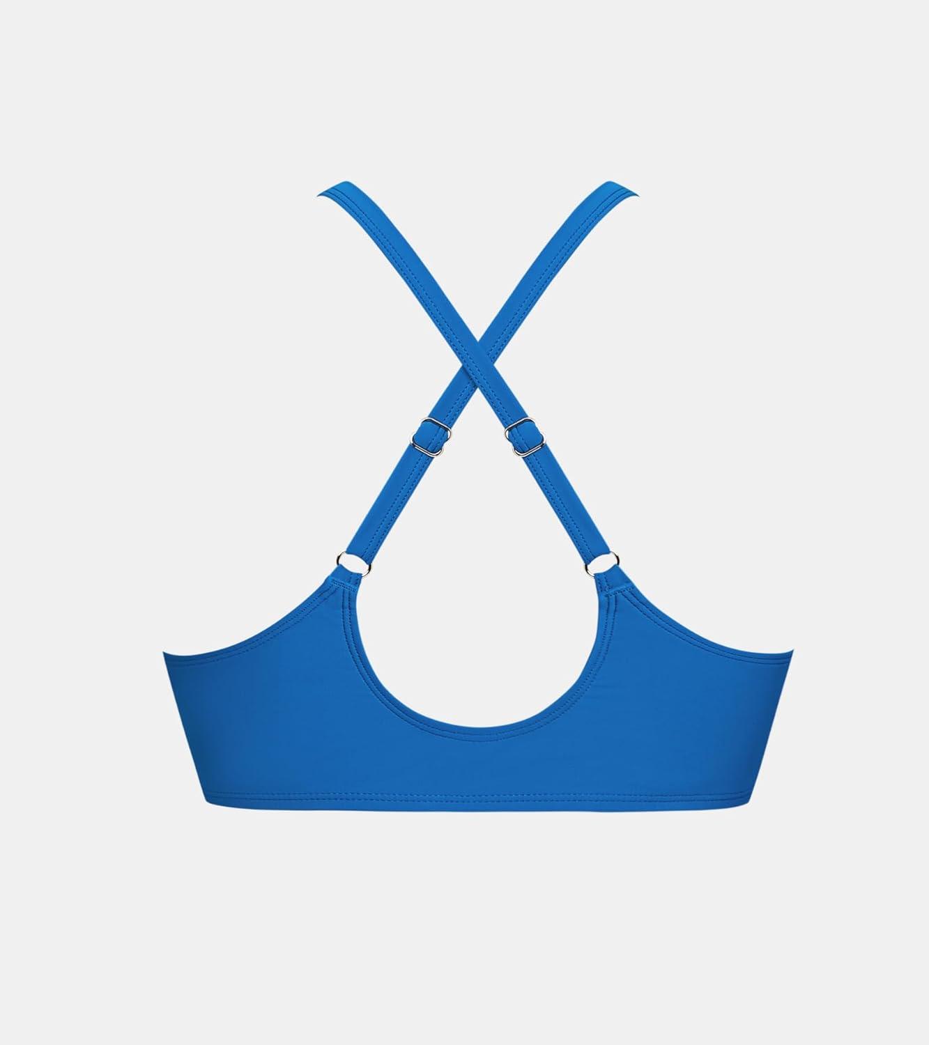 imageCUPSHE Womens Bikini Top Swimsuit Bandeau Top Back Tie with Removable Shoulder StrapsPeacock Blue