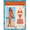 CUPSHE 3 Piece Swimsuit for Women Bikini Sets V Neck Halter Triangle Top Self Tie Low Rise Cheeky Sarong Ribbed(Orange)