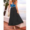 CUPSHE Maxi Skirts for Women 2026 Summer Floral Casual Pleated High Waisted Flowy Long Skirt Beach Vacation Cruise(Black)