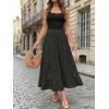CUPSHE Maxi Skirts for Women 2026 Summer Floral Casual Pleated High Waisted Flowy Long Skirt Beach Vacation Cruise(Black)