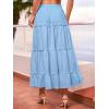 CUPSHE Maxi Skirts for Women 2026 Summer Floral Casual Pleated High Waisted Flowy Long Skirt Beach Vacation Cruise(Blue)