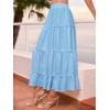 CUPSHE Maxi Skirts for Women 2026 Summer Floral Casual Pleated High Waisted Flowy Long Skirt Beach Vacation Cruise(Blue)