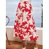 CUPSHE Maxi Skirts for Women 2026 Summer Floral Casual Pleated High Waisted Flowy Long Skirt Beach Vacation Cruise(Red)