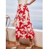 CUPSHE Maxi Skirts for Women 2026 Summer Floral Casual Pleated High Waisted Flowy Long Skirt Beach Vacation Cruise(Red)