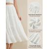 CUPSHE Maxi Skirts for Women 2026 Summer Floral Casual Pleated High Waisted Flowy Long Skirt Beach Vacation Cruise(White)